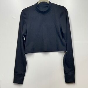 Aerie OFFLINE Ribbed Mock Neck Long Sleeve Crop Top Thumb‎ Hole XL